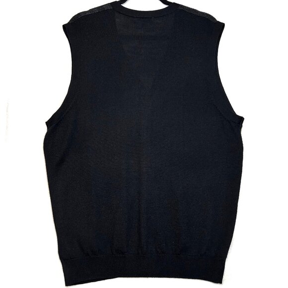 Calvin Klein Sweater Vest Men's XL Black/Gray Merino Wool Blend Striped Cardigan - Picture 3 of 8